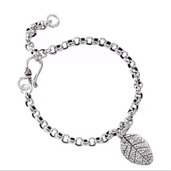 VINTAGE 925 STERLING SILVER LEAF PENDANT BRACELET - Picture 2 of 9